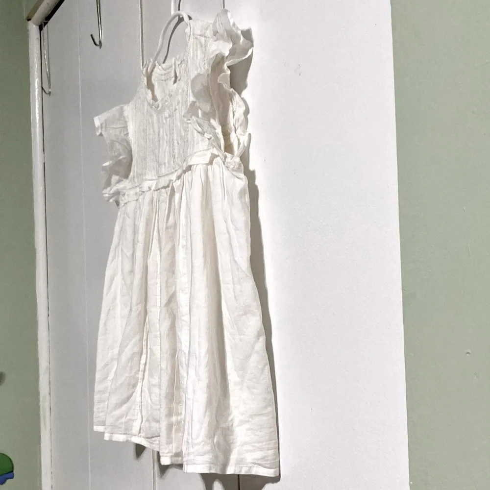 GYMBOREE Cream White Cap Ruffle Sleeves Babydoll Top Girls Large 10 12